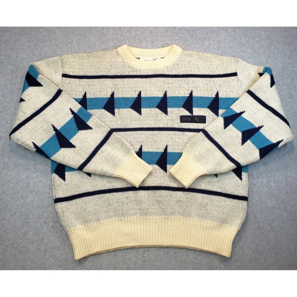 Vintage Spyder Wool‎ Sweater Men Multi Sz L Fits like a Med Geometric Hong Kong